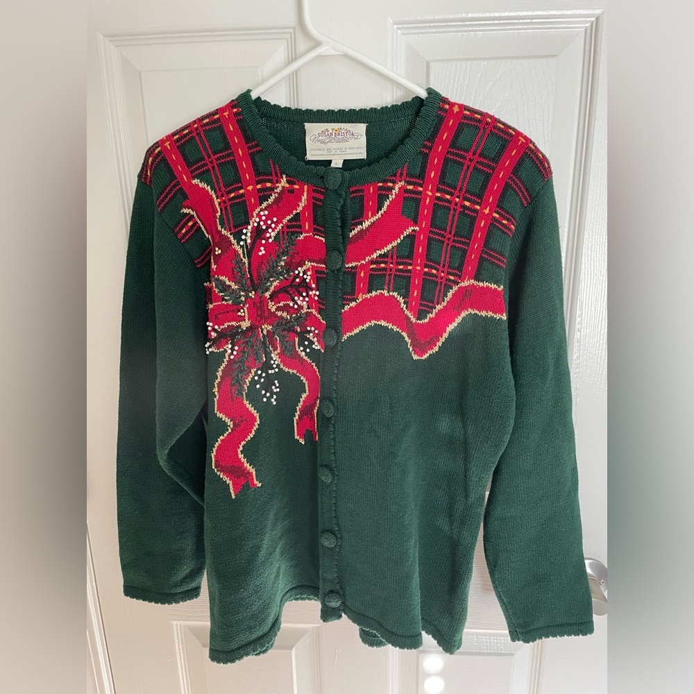 Vintage Susan Bristol Christmas Cardigan Sweater 1994 Women’s Size Large
